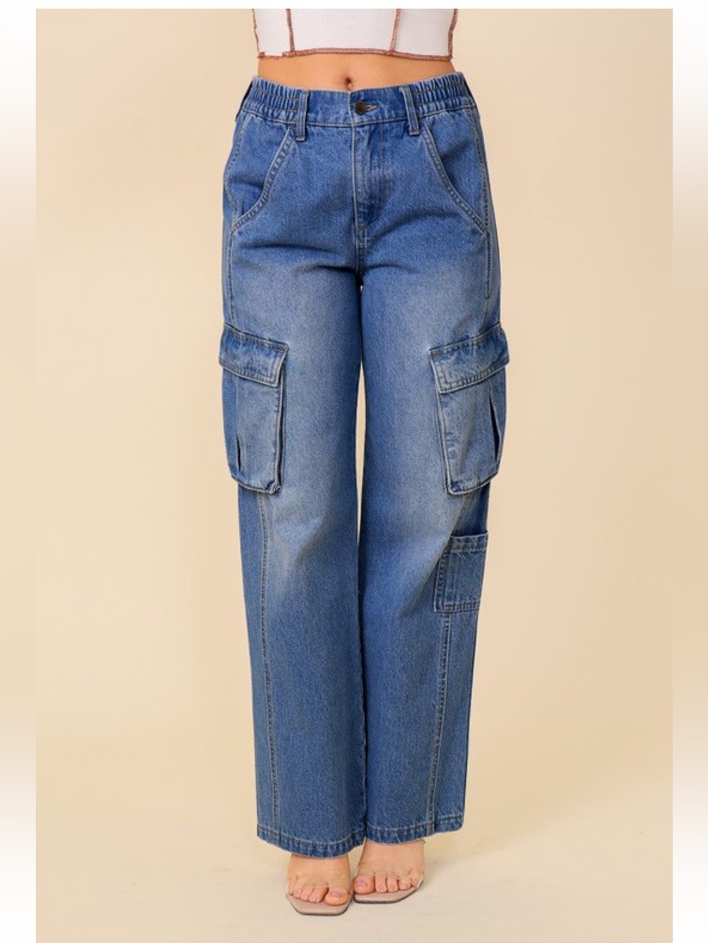 Timing High-Rise Wide Leg Cargo Jeans